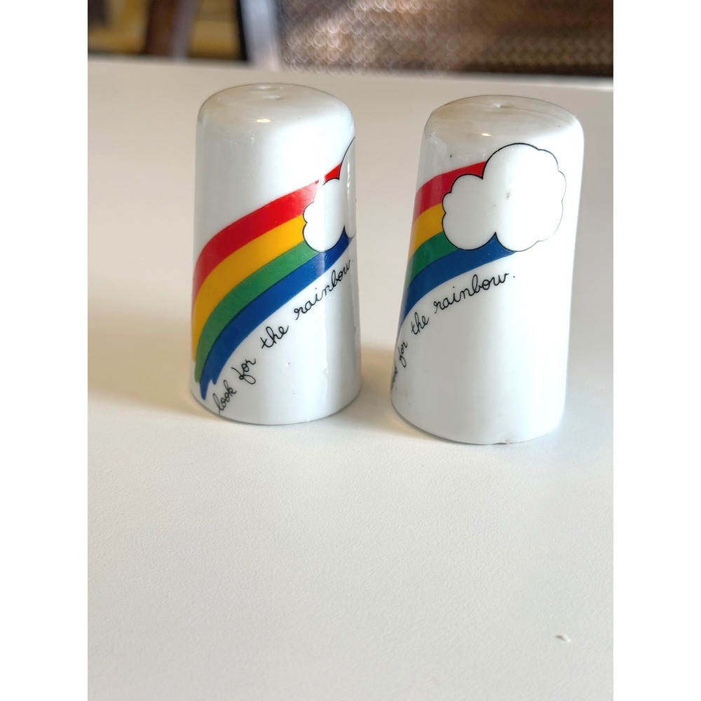 Vintage Look for the Rainbow Salt and Pepper Shakers Ceramic Retro Kitchen Decor